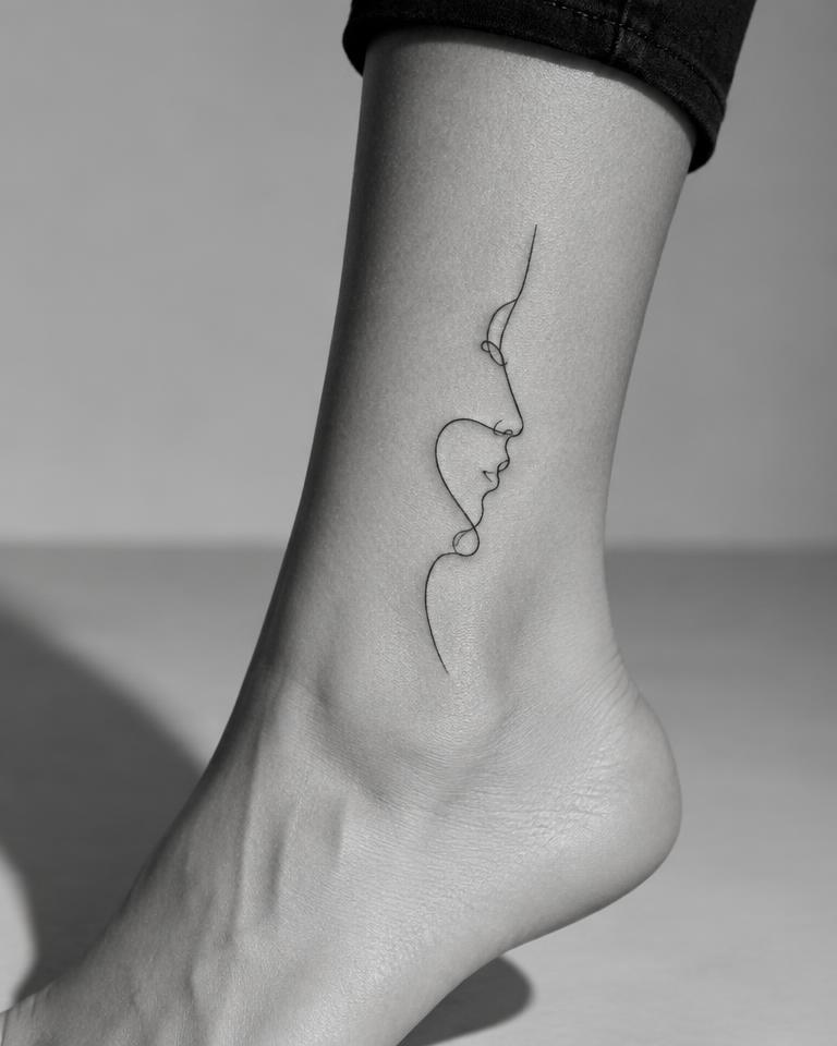 Abstract Line Art tattoo on Ankle
